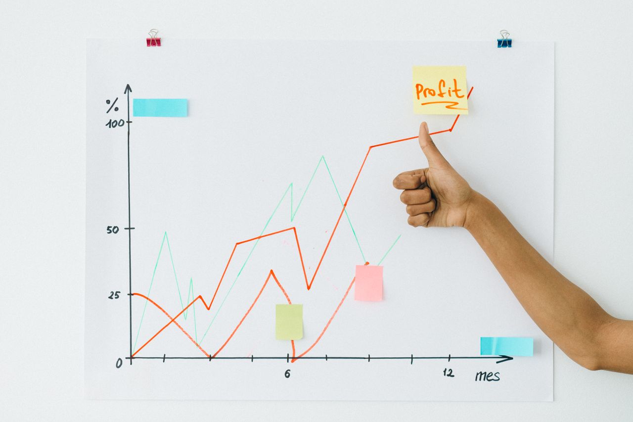 The Art of Drawing Readers In: Your attractive post title goes here A hand giving thumbs up next to profit chart on a whiteboard, indicating success.
